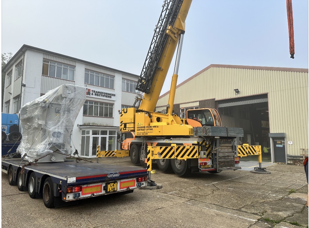 Loading a wrapped transformer onto a low-loader